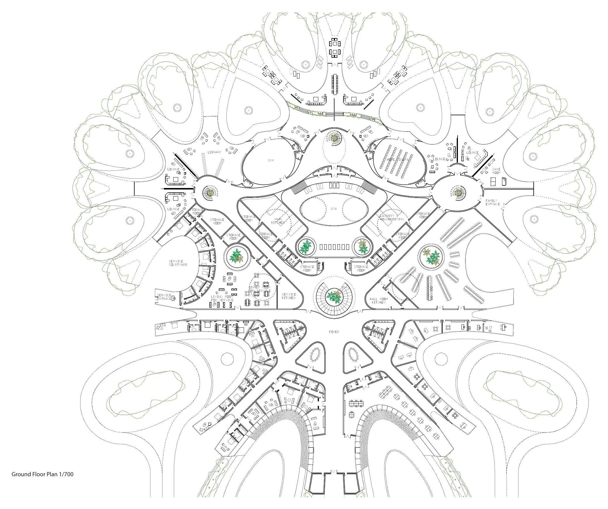 The Hanging Gardens Villa, Ground floor plan