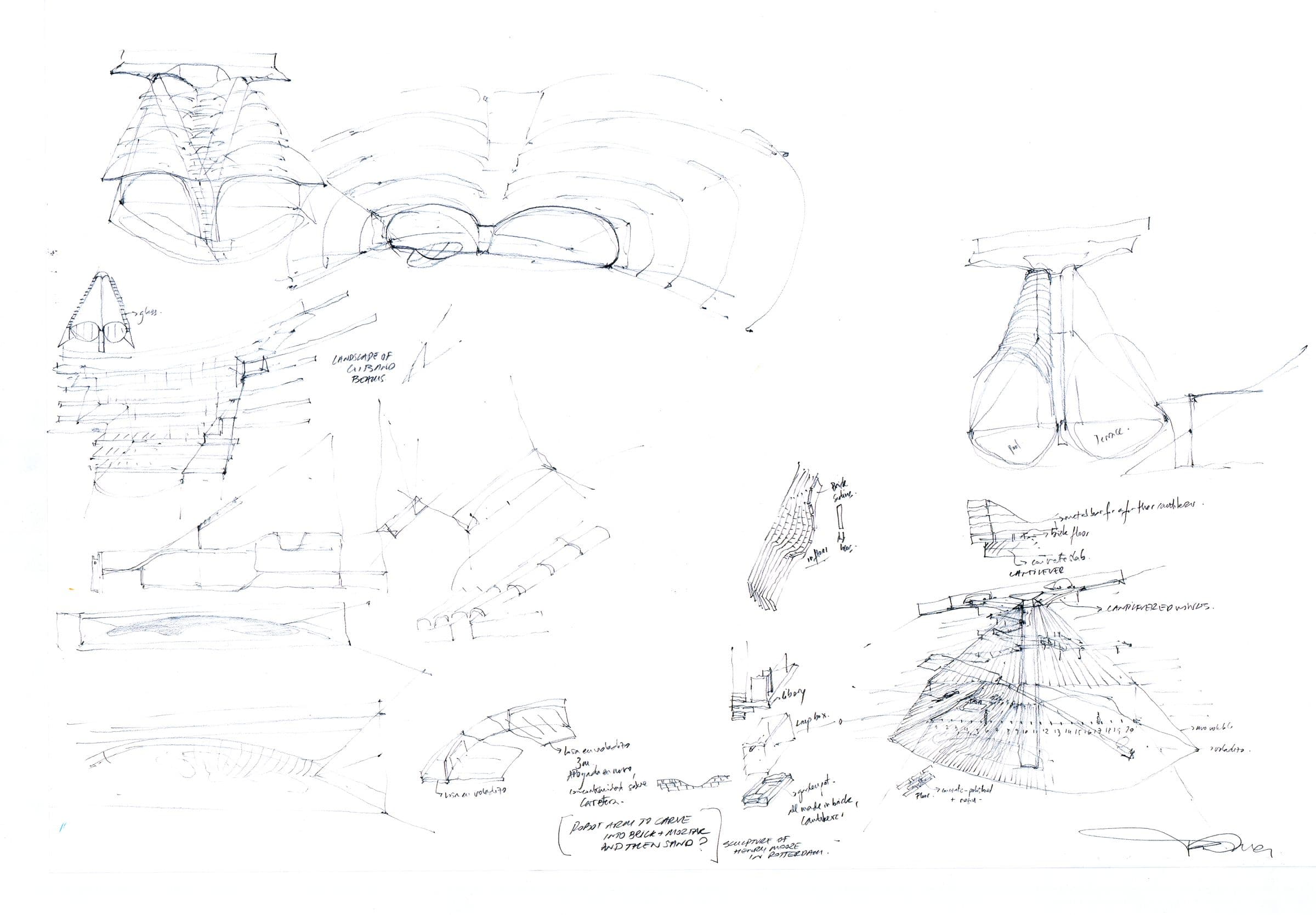 House on the Cliff II, Sketch