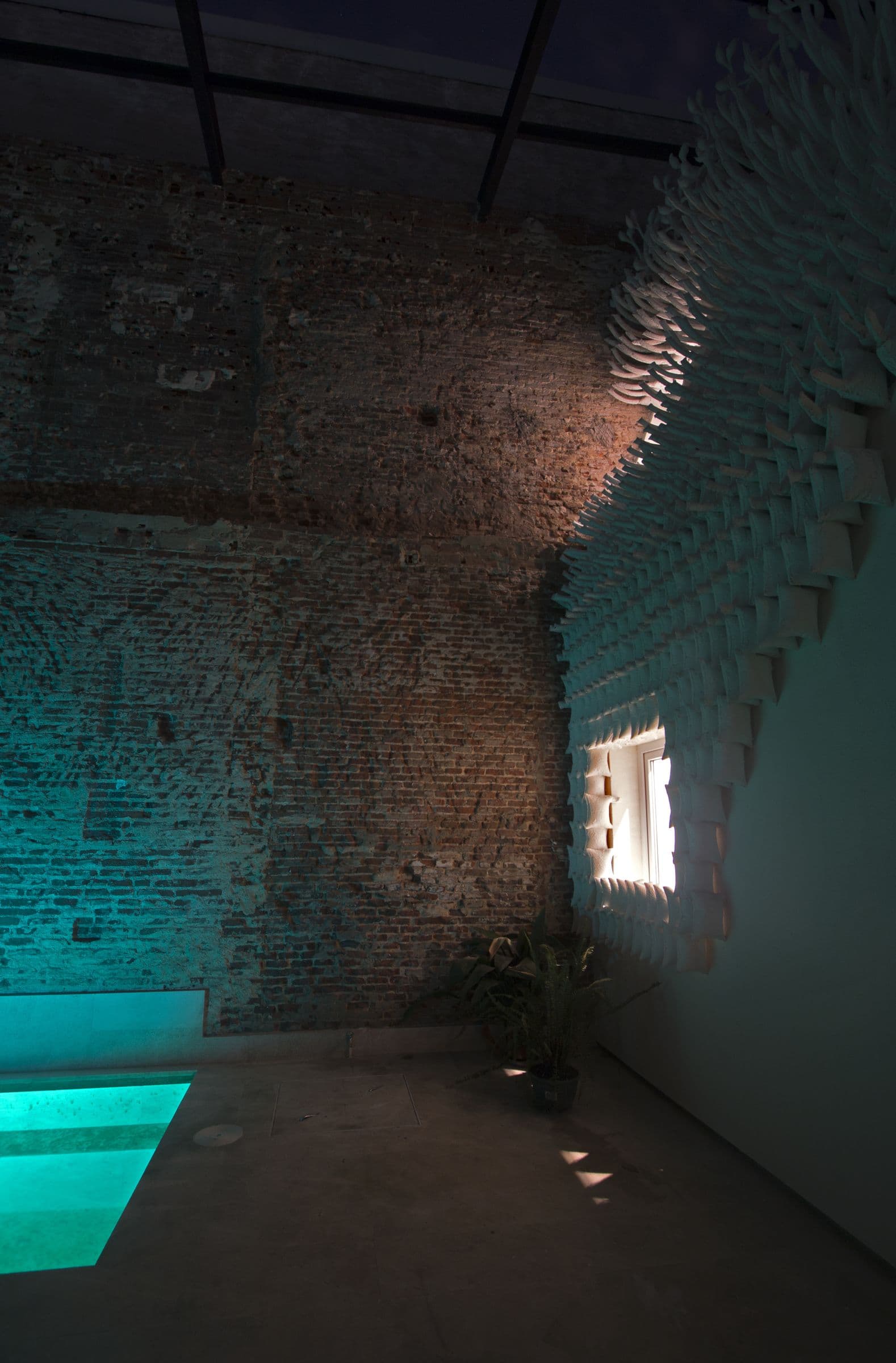 Loft in Madrid, Courtyard at night