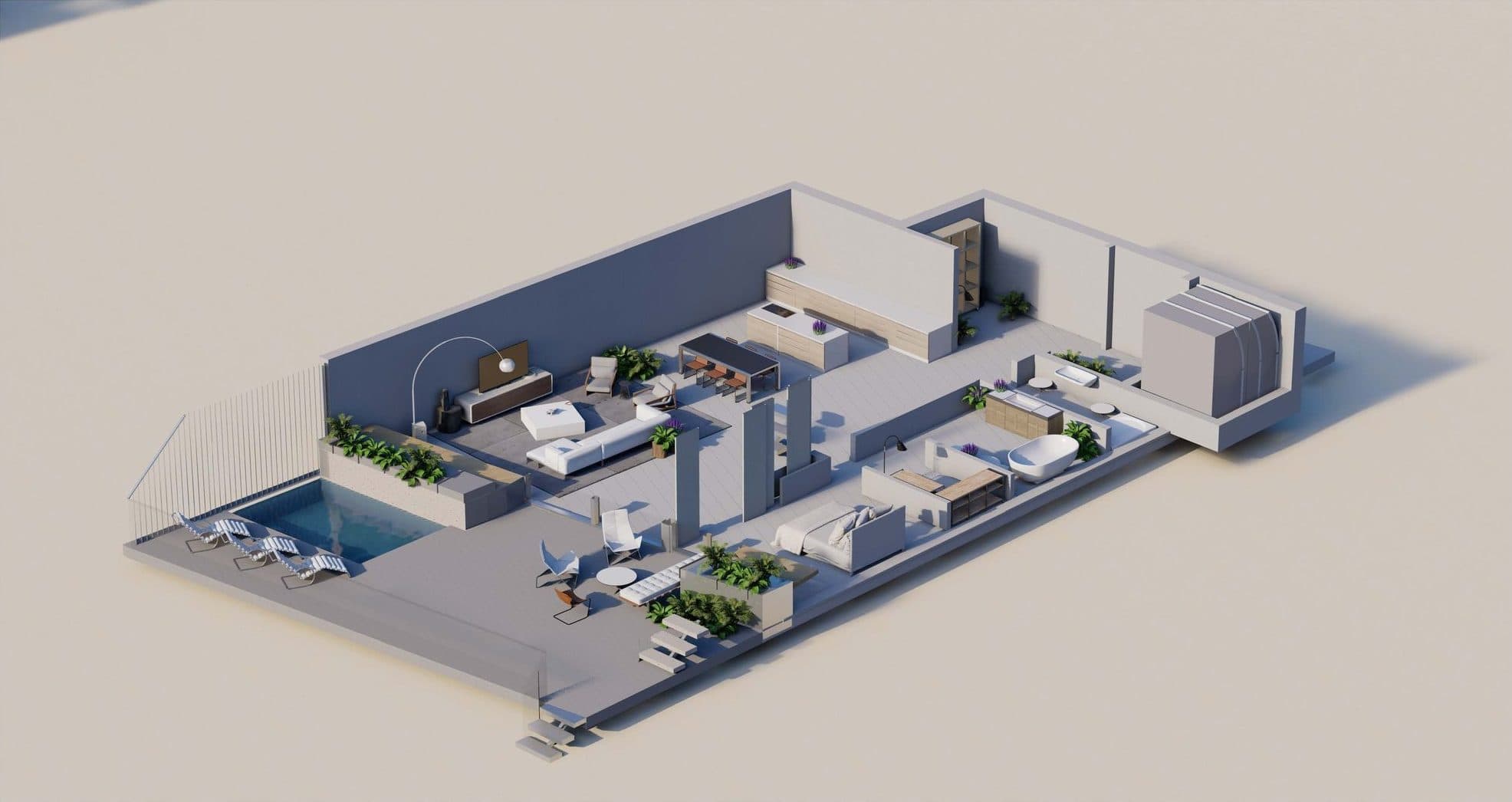 Los Madroños, Axonometric view of a house type