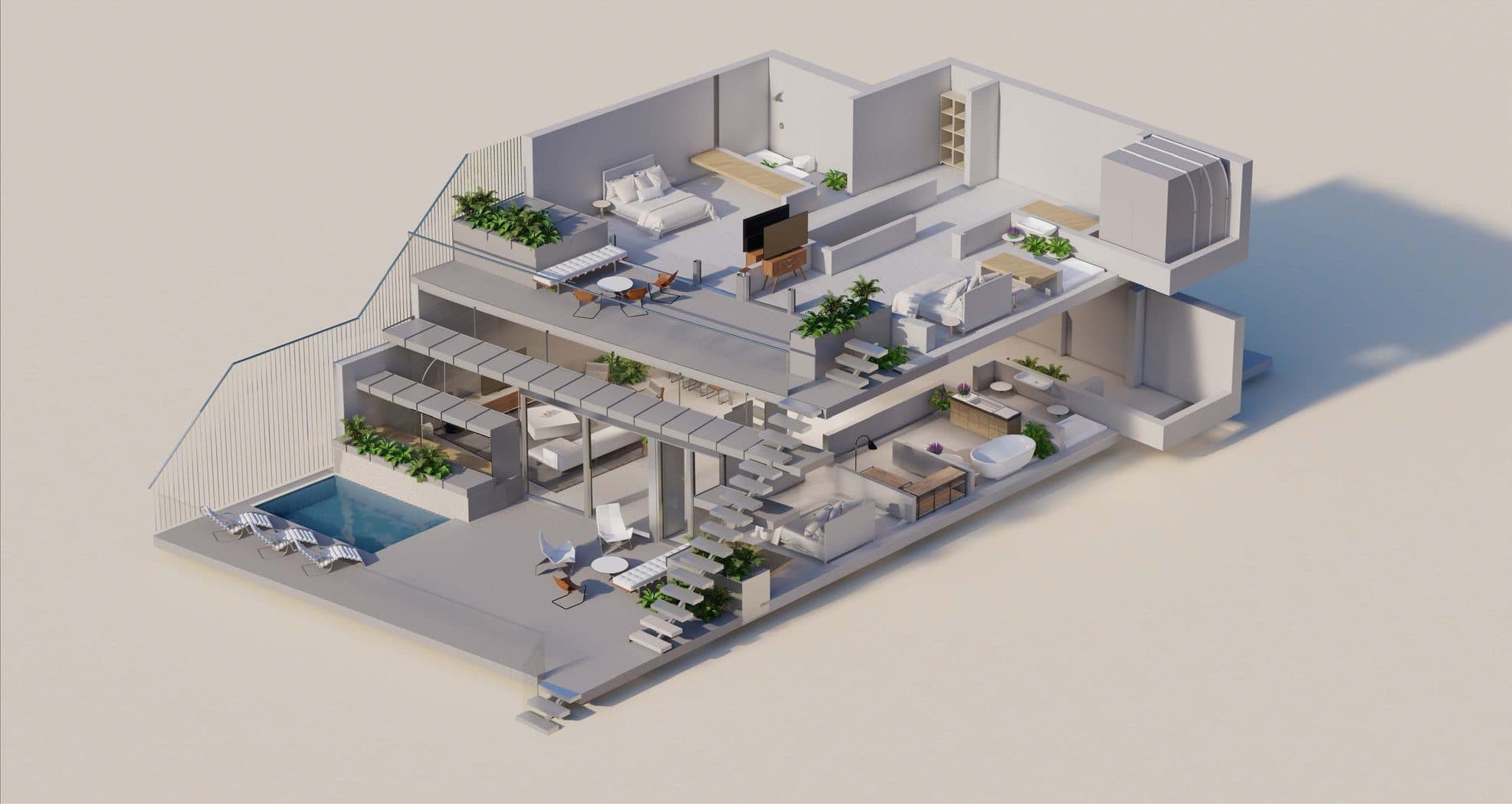 Los Madroños, Axonometric view of a house type